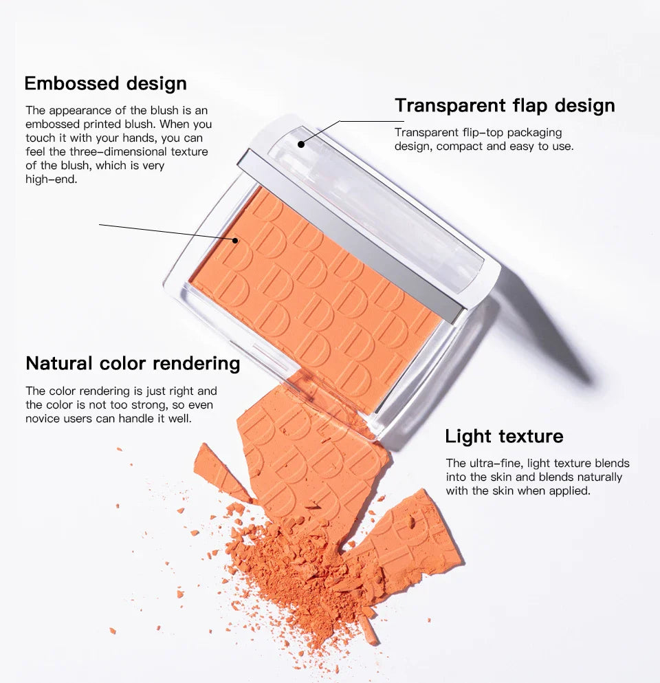 Blush Matte Natural Cheek Tint Brighten Face Waterproof Face Contouring Cosmetics Blush Powder Soft Female Makeup For Cheeks - Tasawoq