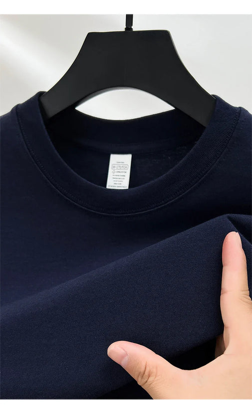 100% pure cotton summer high-end brand men's short sleeve round neck fashionable style half sleeved top breathable T-shirt - Tasawoq