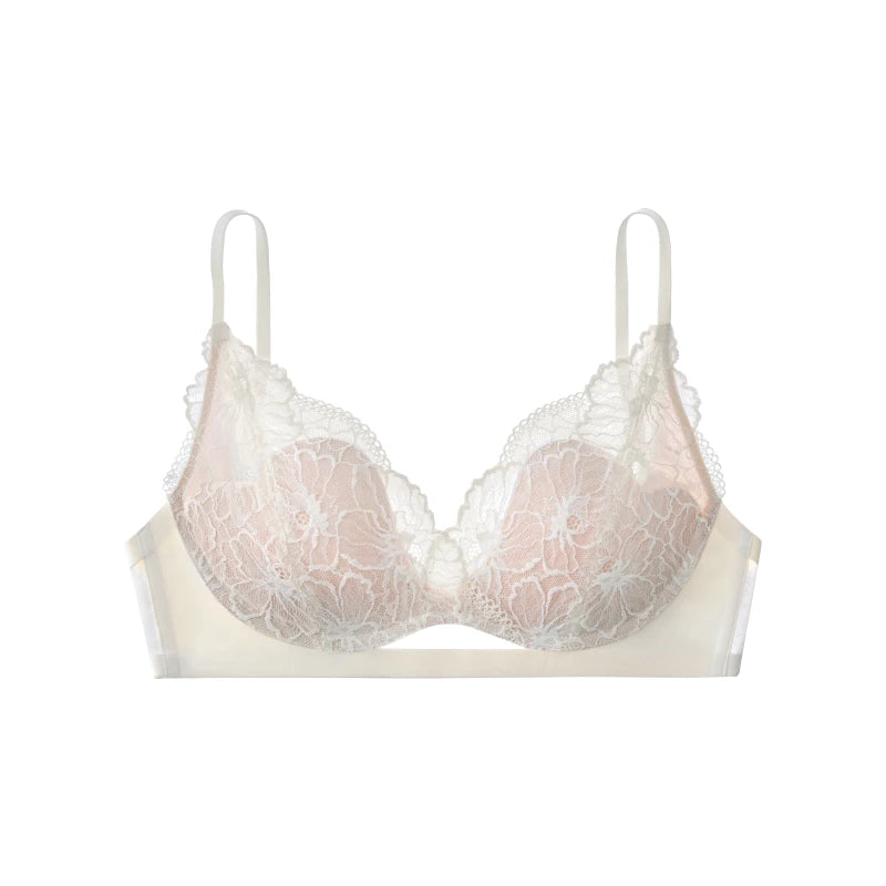 SUJIIN Women's Sexy Push Up Bra Wireless Black Lace Small Chest Bras for Women Summer Thin Comfort Bralettes Lady Lingerie MX325 - Tasawoq