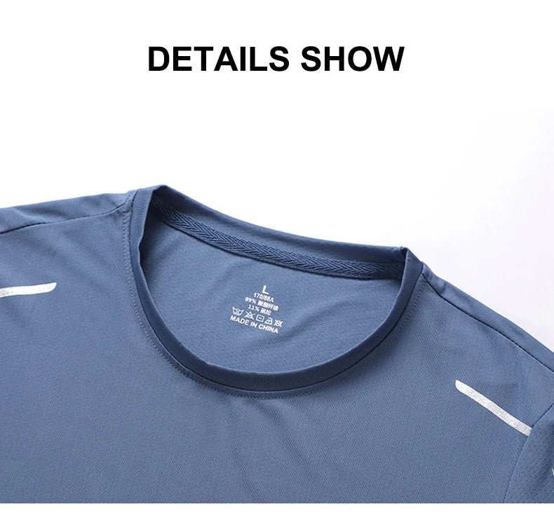 CHRLCK Men's Running Quick Drying T-shirts Breathable Hiking Fishing Tees Soft Elasticity Outdoor Sports Short Shirt Summer - Tasawoq