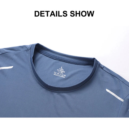 CHRLCK Men's Running Quick Drying T-shirts Breathable Hiking Fishing Tees Soft Elasticity Outdoor Sports Short Shirt Summer - Tasawoq