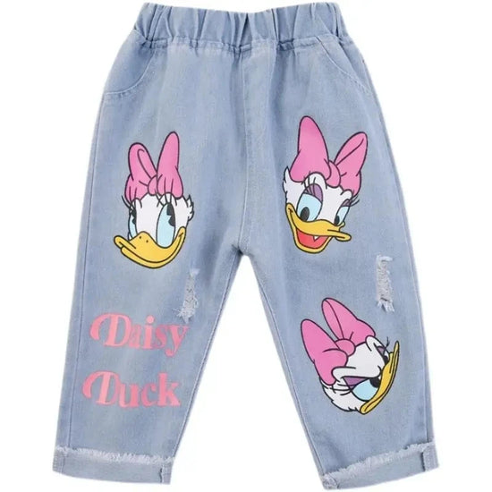 Spring Summer Children Cartoon Daisy Jeans Thin Baby Girls Loose Denim Pants Kids Fashion Casual Trousers for 2-6 Years - Tasawoq