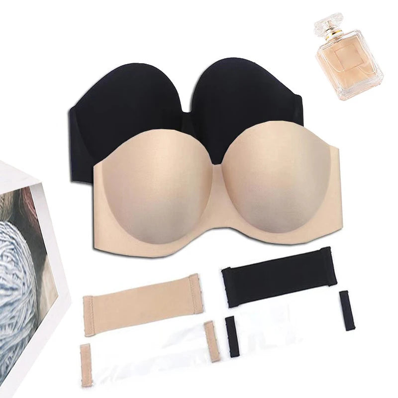 FINETOO Front Closure Sexy Push Up Bra Women Invisible Bras Underwear Lingerie For Female Brassiere Strapless Seamless Bralette - Tasawoq