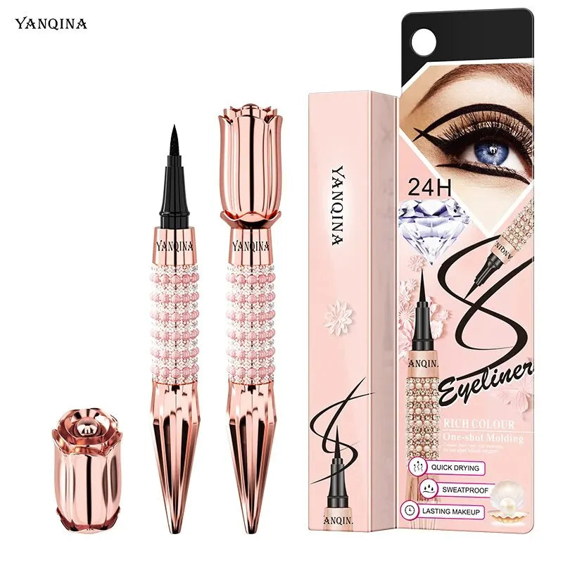 YANQINA Precision Liquid Eyeliner Pen - Long-lasting, Waterproof, Transfer-proof, Quick-Dry Black Eyeliner with Sparkling Design - Tasawoq