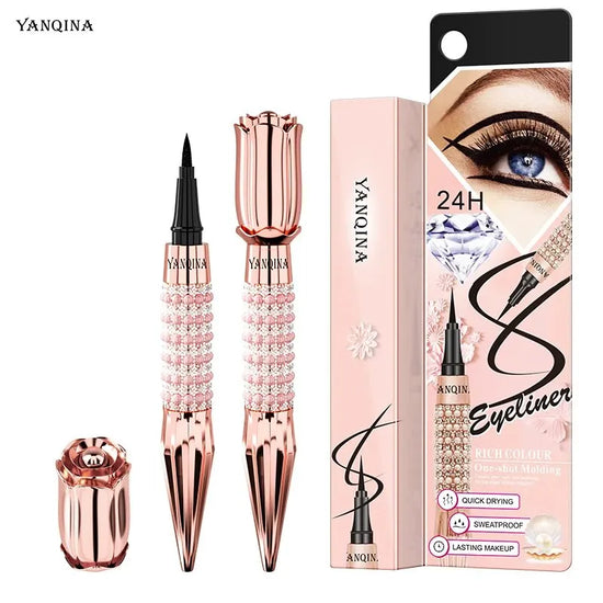 YANQINA Precision Liquid Eyeliner Pen - Long-lasting, Waterproof, Transfer-proof, Quick-Dry Black Eyeliner with Sparkling Design - Tasawoq