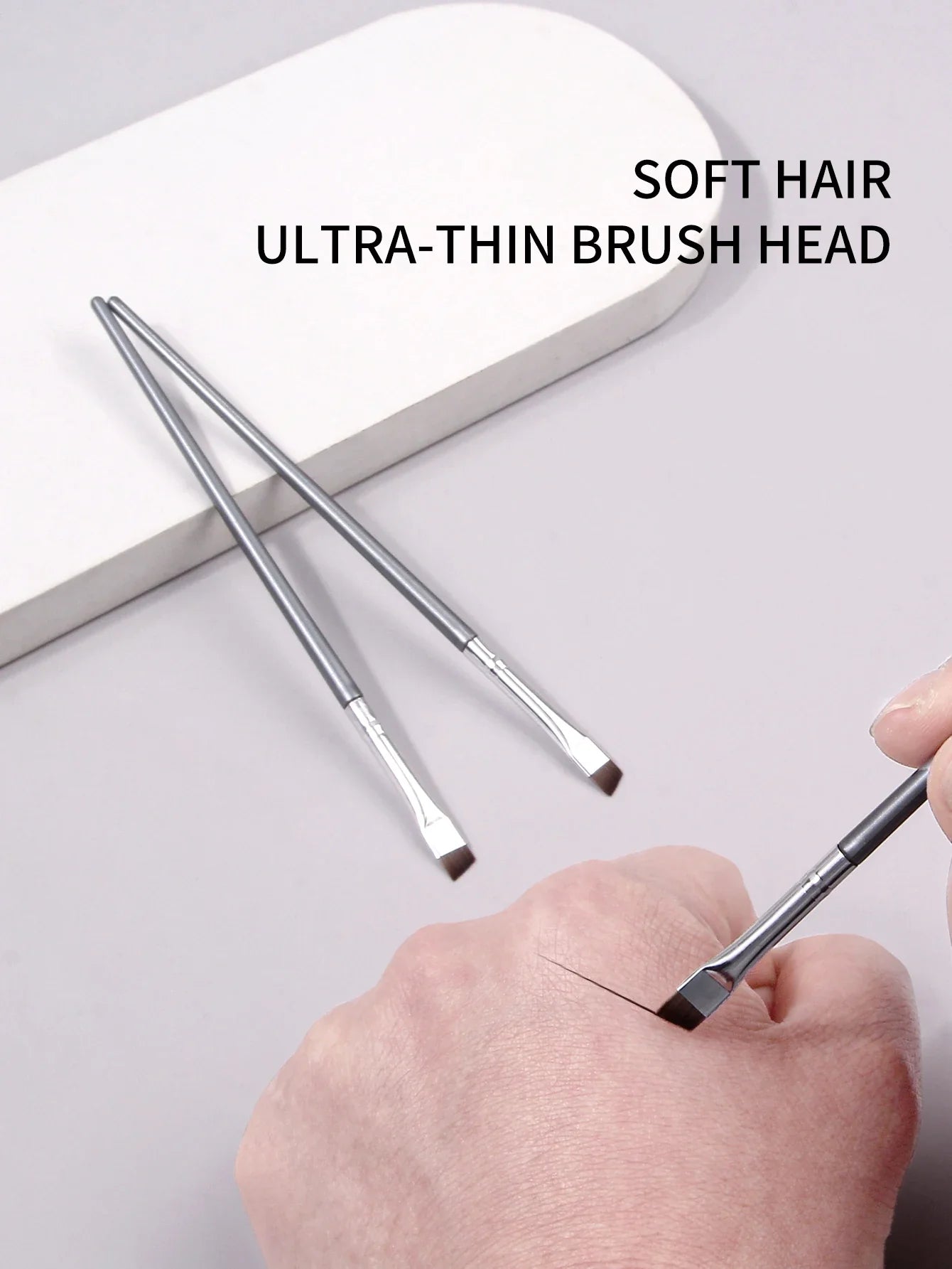 12pcs silvery Super Thin Blade Eyeliner Brush & Soft Makeup Brush Set, Portable Eyebrow Brush & Multipurpose Cosmetic Tool - Tasawoq