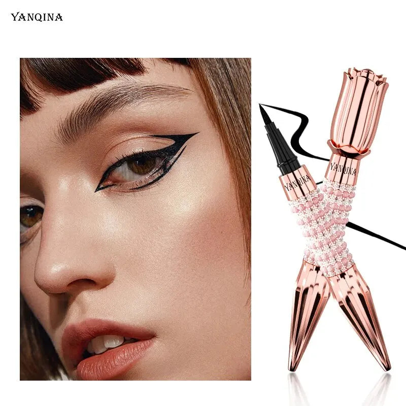 YANQINA Precision Liquid Eyeliner Pen - Long-lasting, Waterproof, Transfer-proof, Quick-Dry Black Eyeliner with Sparkling Design - Tasawoq