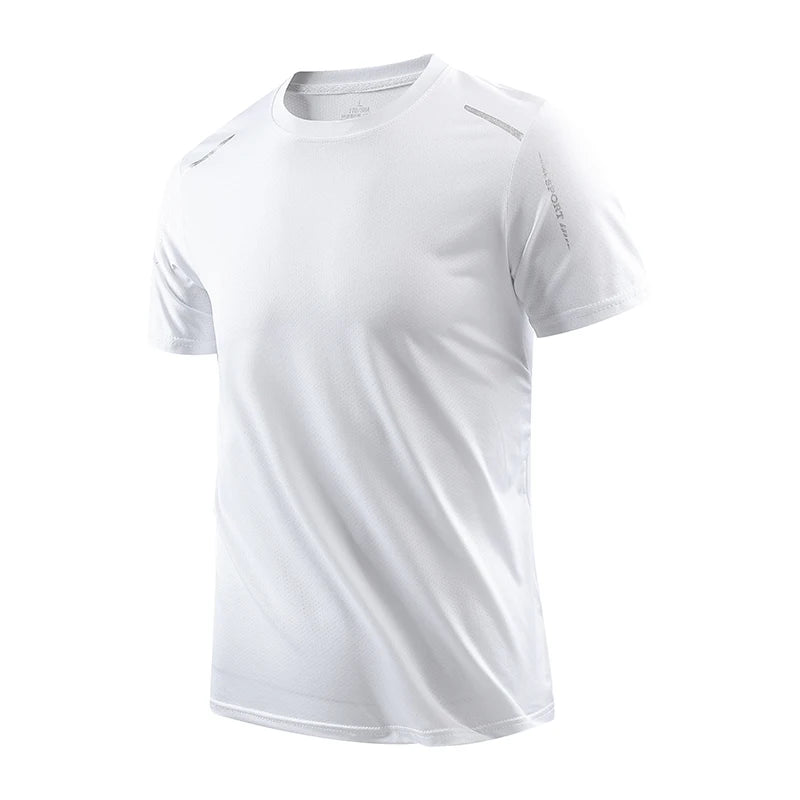 CHRLCK Men's Running Quick Drying T-shirts Breathable Hiking Fishing Tees Soft Elasticity Outdoor Sports Short Shirt Summer - Tasawoq