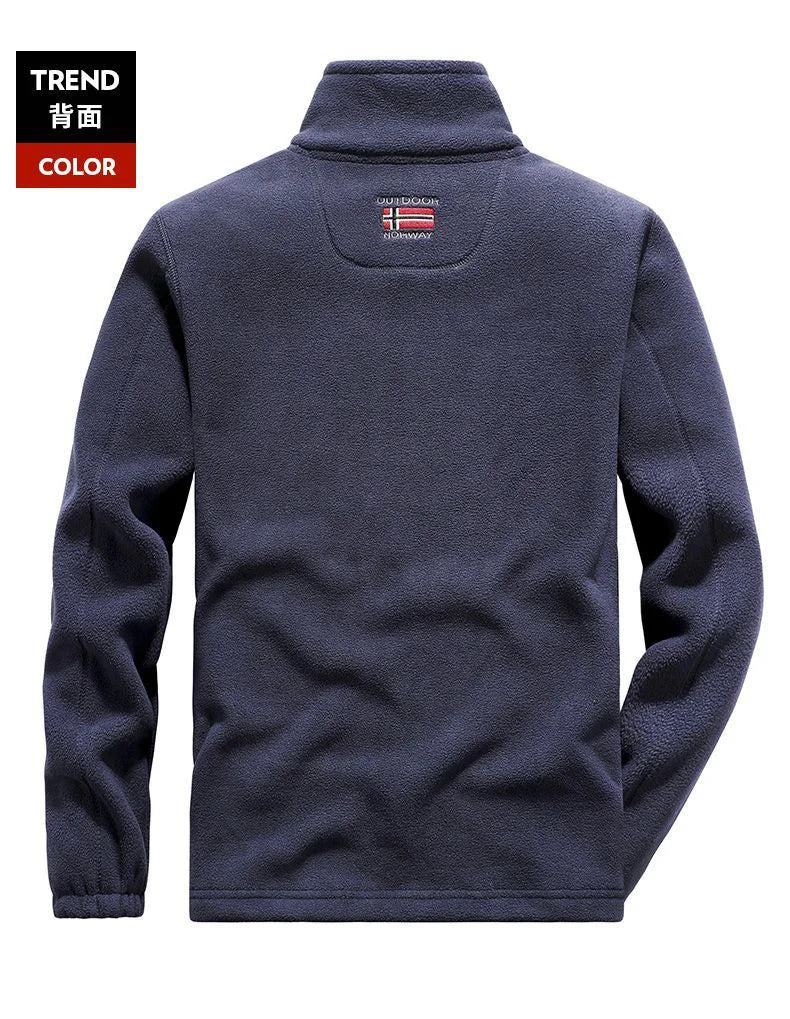 Winter Warm Fleece Jacket Men's Climbing Double Thickened Pocket Jacket Outdoor High Collar Windproof Ski Sweatshirt Coat Men - Tasawoq