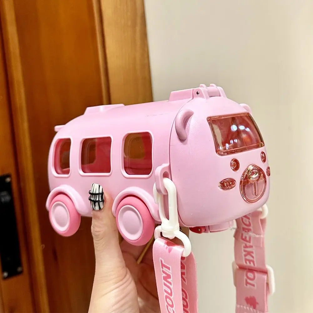 Cartoon Bus Straw Cup Cute Large Capacity Outdoors Car Water Cup Children Drinkware Bounce Straw Kettle