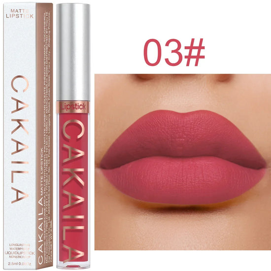 1PC Velvet Matte Lipstick Lip Gloss Light Red Liquid Lip Tint Cream Pigment Long Lasting Silky Texture Lips Women's Cosmetics - Tasawoq