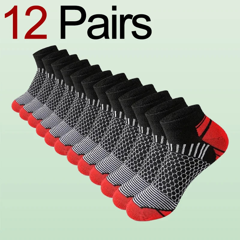 6/12 Pairs for Both Men Women Suitable Sports Low Top Socks Sweat Absorbing Breathable Thin Odor Proof Running Leisure Socks - Tasawoq