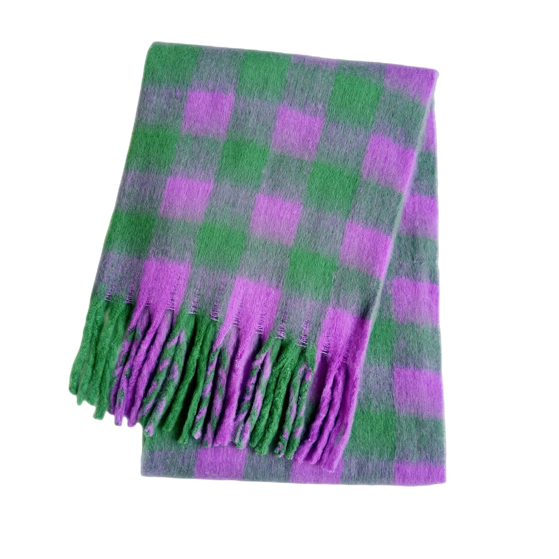 2025 Winter Thick Warm Scarf Women Cashmere Shawl and Wraps Pashmina Neckerchief Bufanda Female Rainbow Hairy Tessel Echarpe New - Tasawoq