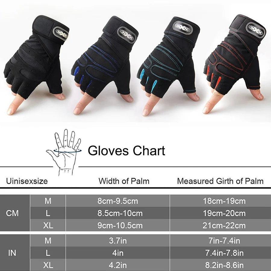 Workout Gloves for Men Women Half Finger Glove with Wrist Wrap for Sport Weight Lifting Training Bicycle Motorcyclist Gym Glove - Tasawoq