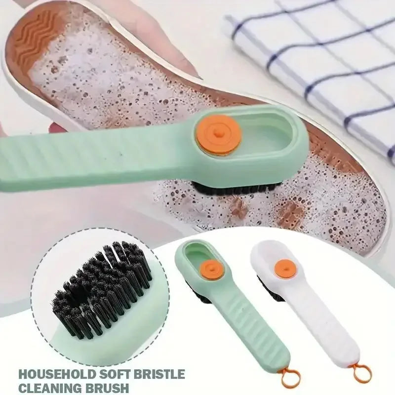 1pc Multi-function automatic spot shoe brush soft hair hand pressure hanging hole suitable for clothing carpet plastic handles - Tasawoq