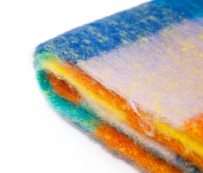 2025 Winter Thick Warm Scarf Women Cashmere Shawl and Wraps Pashmina Neckerchief Bufanda Female Rainbow Hairy Tessel Echarpe New - Tasawoq