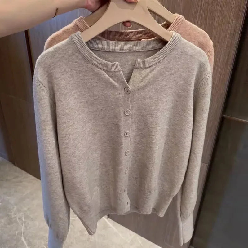 Fashion Women's Thin Fleece Knit Loose Short Cashmere Sweater Round Neck Warm Korean Casual Female Sweater Top Cloting - Tasawoq