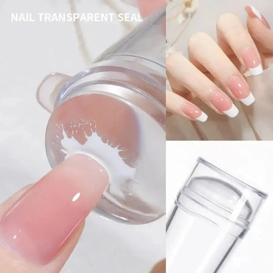 Nail Stamping Plates Pure Clear Jelly Nails Art Stamper Scraper Set Print Silicone Marshmallow Design Manicure Accessories Tool - Tasawoq