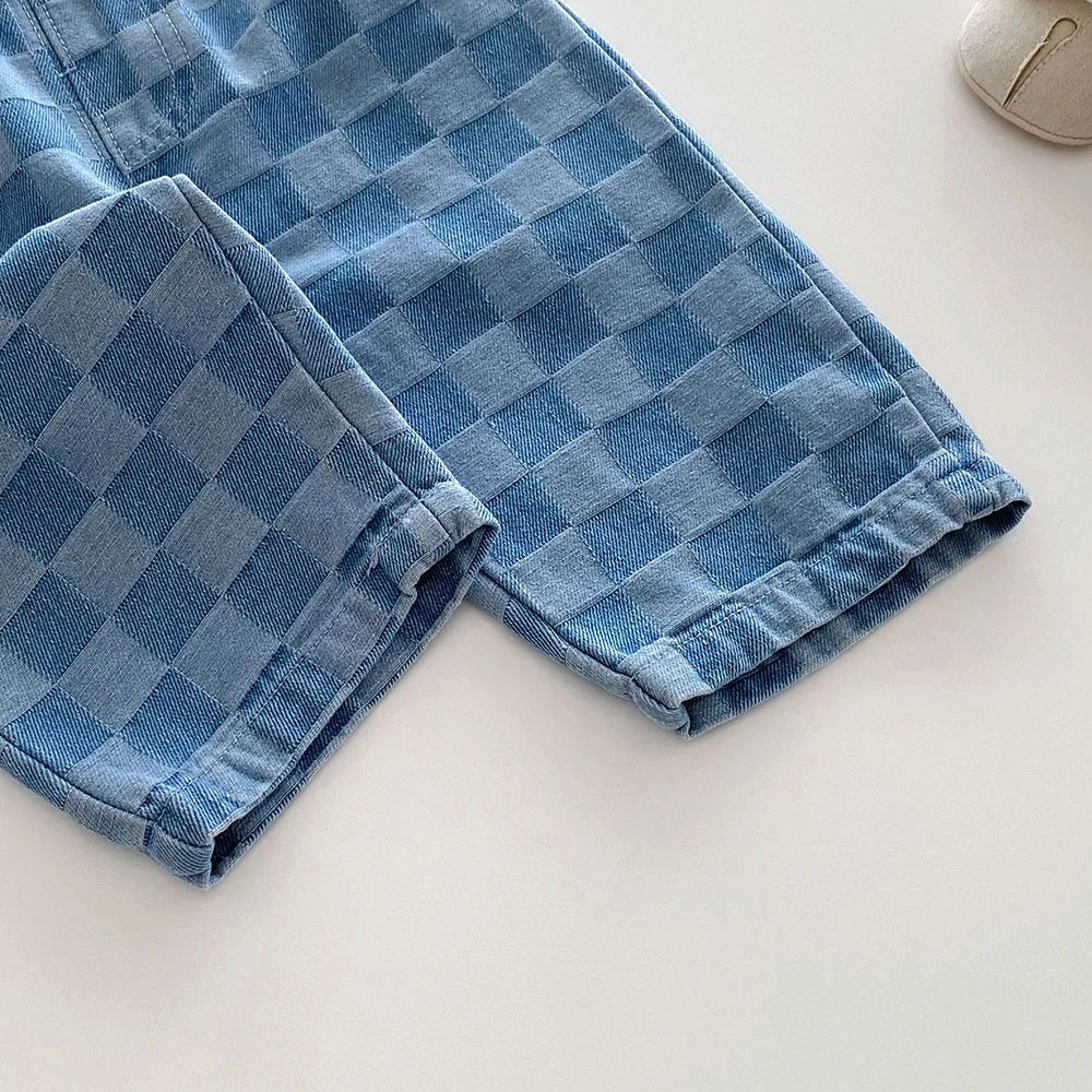 MILANCEL 1-5Y Children Jeans Boys Denim Pants Mid Waist Girls Trousers Fashion Kids Plaid Pants - Tasawoq