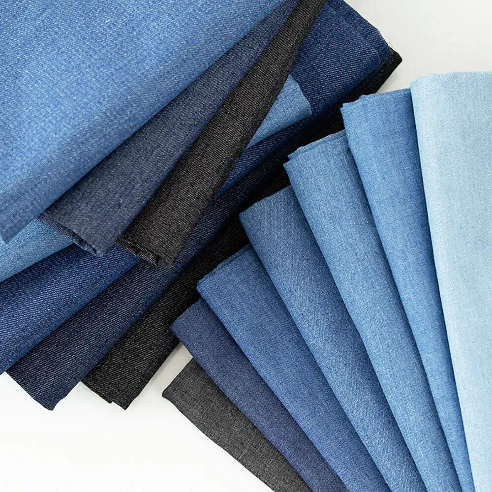 Vintage Cotton Blue Denim Fabric Light Thin Soft Cloth for DIY Dolls Clothing Jeans Dress Bag Cap Apron Crafts Manual Material - Tasawoq