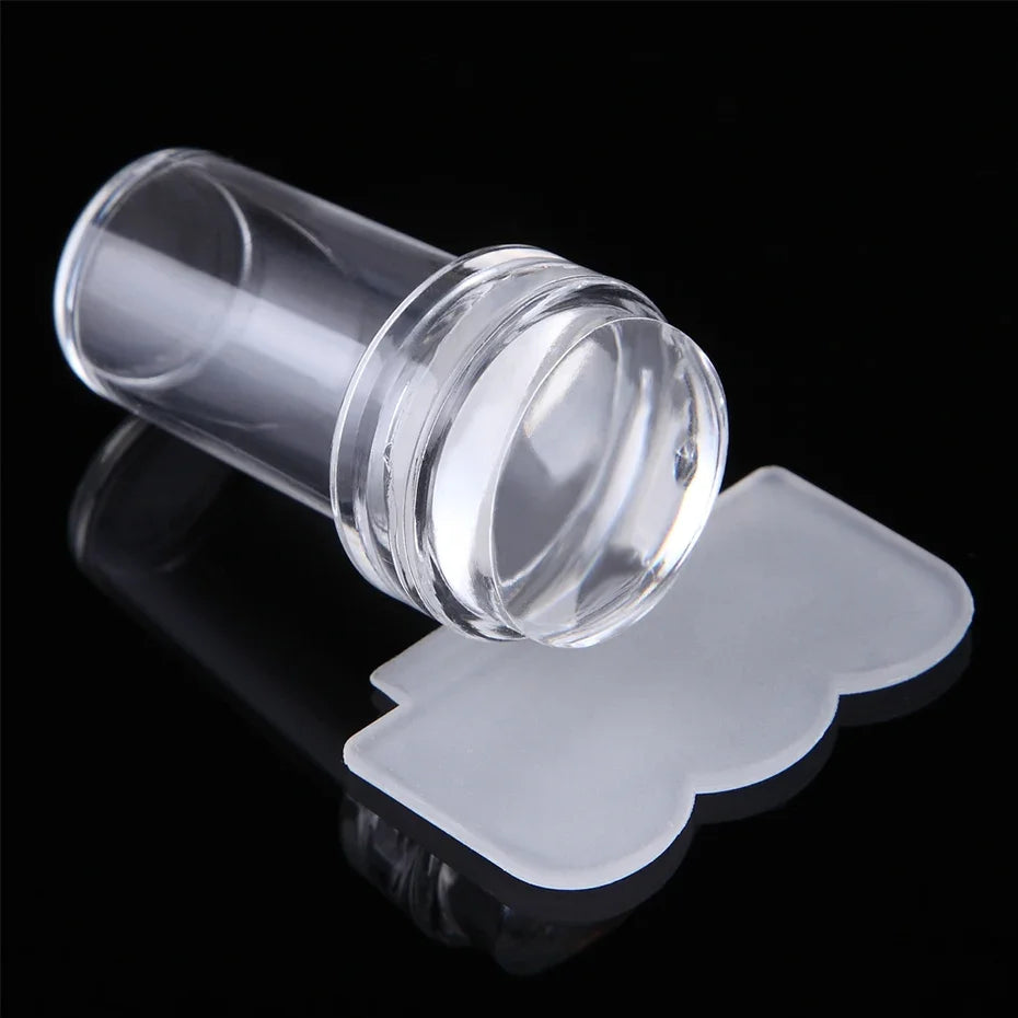 Nail Stamping Plates Pure Clear Jelly Nails Art Stamper Scraper Set Print Silicone Marshmallow Design Manicure Accessories Tool - Tasawoq