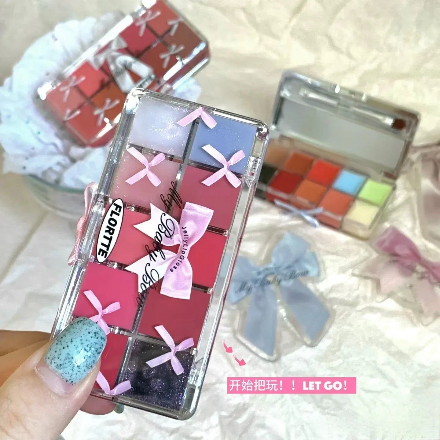 FLORTTE & My Baby Bow 10-color jell ylip gloss palette lipstick lip glaze - Tasawoq