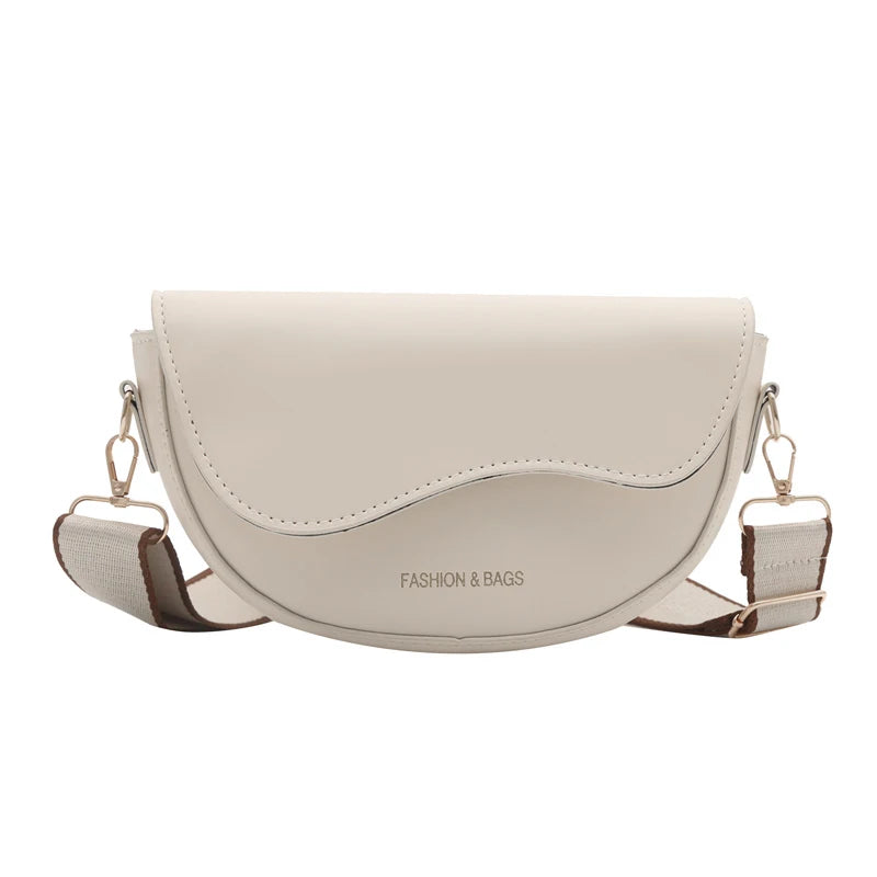 Women Vintage Solid Color Flap Small Saddle Shoulder Underarm Bag Fashion PU Leather Wide Strap Crossbody Bag Shoulder bag zwq - Tasawoq