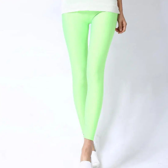 New Spring Solid Candy Neon Leggings for Women High Stretched Female Legging Pants Girl Clothing Leggins Plug Size - Tasawoq
