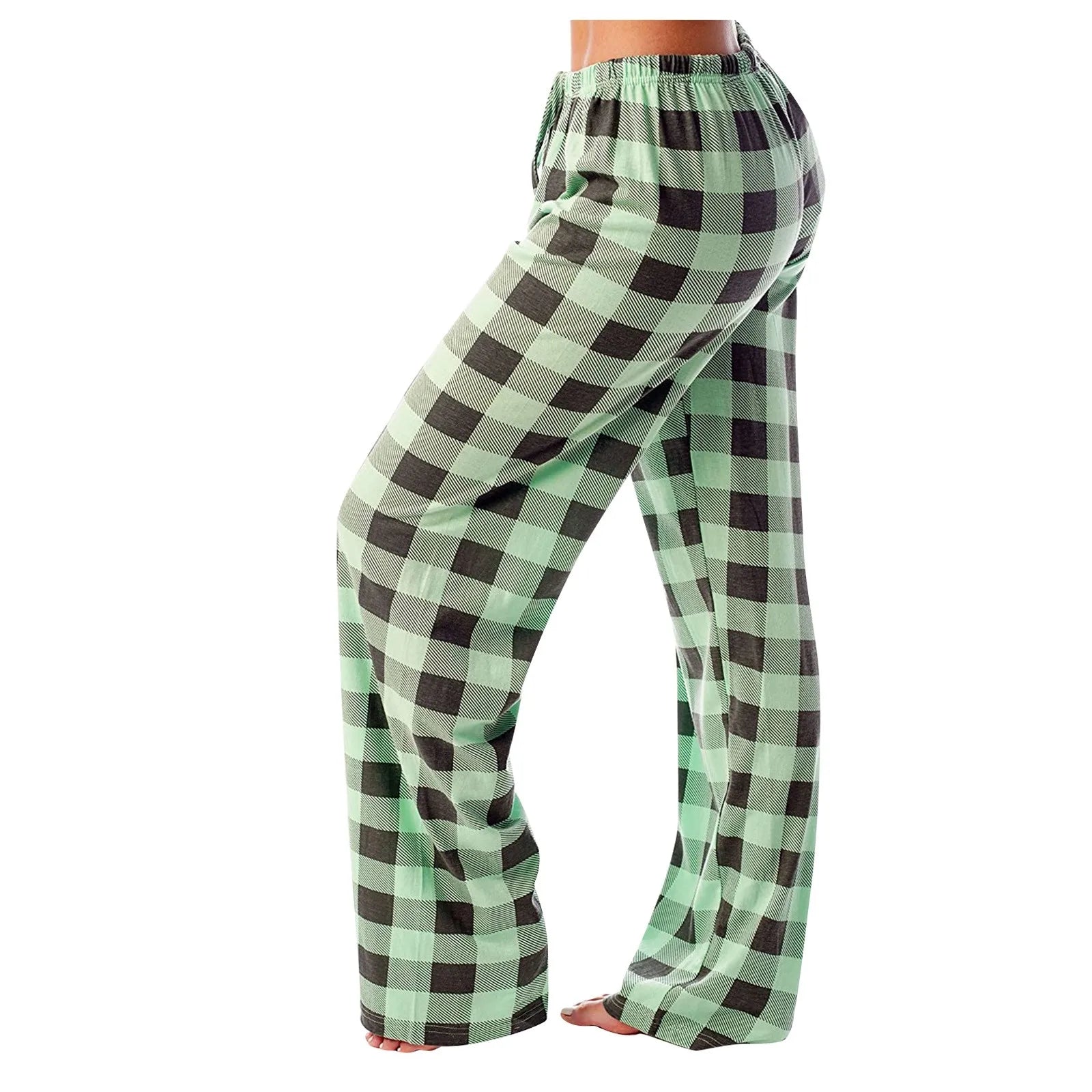 Women Christmas Pajama pants Autumn Winter Plaid Printed Pants Fashion Casual Wide Leg Pants Clothing Streetwear - Tasawoq