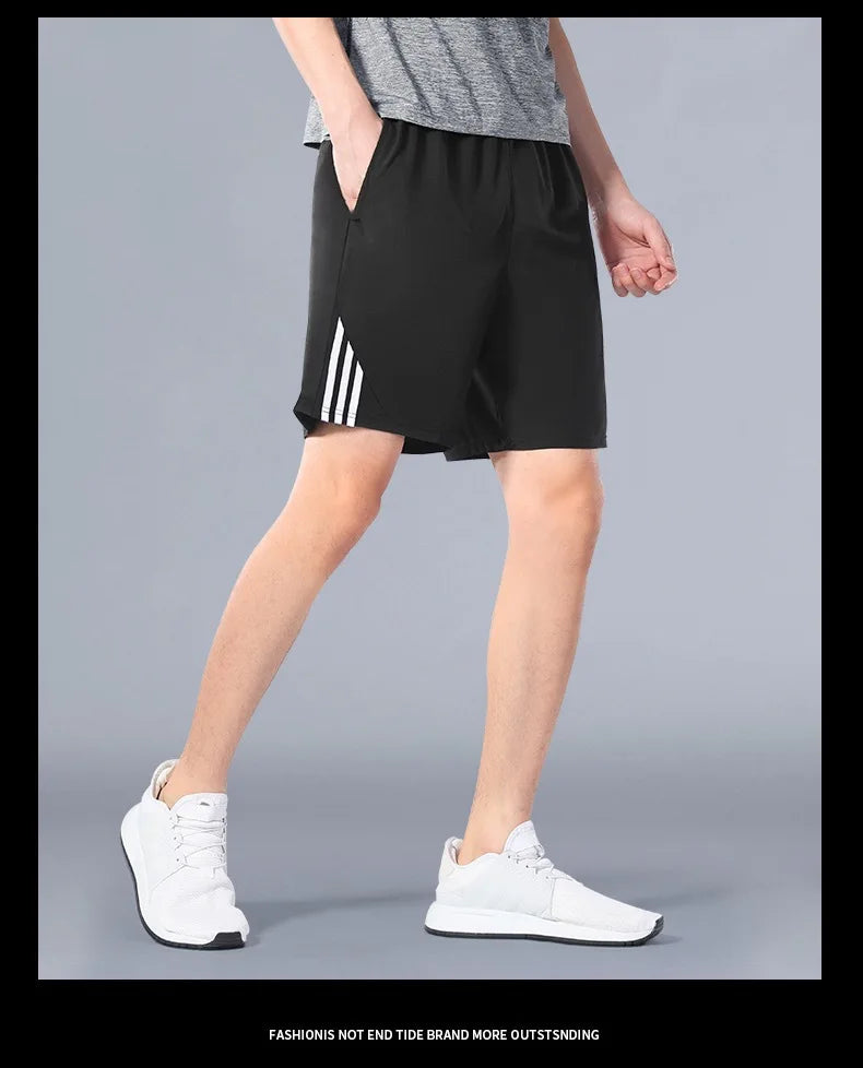 SONECHOKI Running Shorts Men Striped Printing Loose Basketball Sport Gym Breathable Shorts Fitness Training Workout Bottom Male - Tasawoq