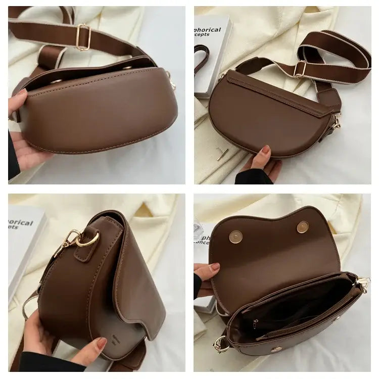 Small Leather Saddle Armpit Bags for Women Summer Chain Shoulder Crossbody Bag Ladies Vintage Underarm Handbags Woman bolsa - Tasawoq