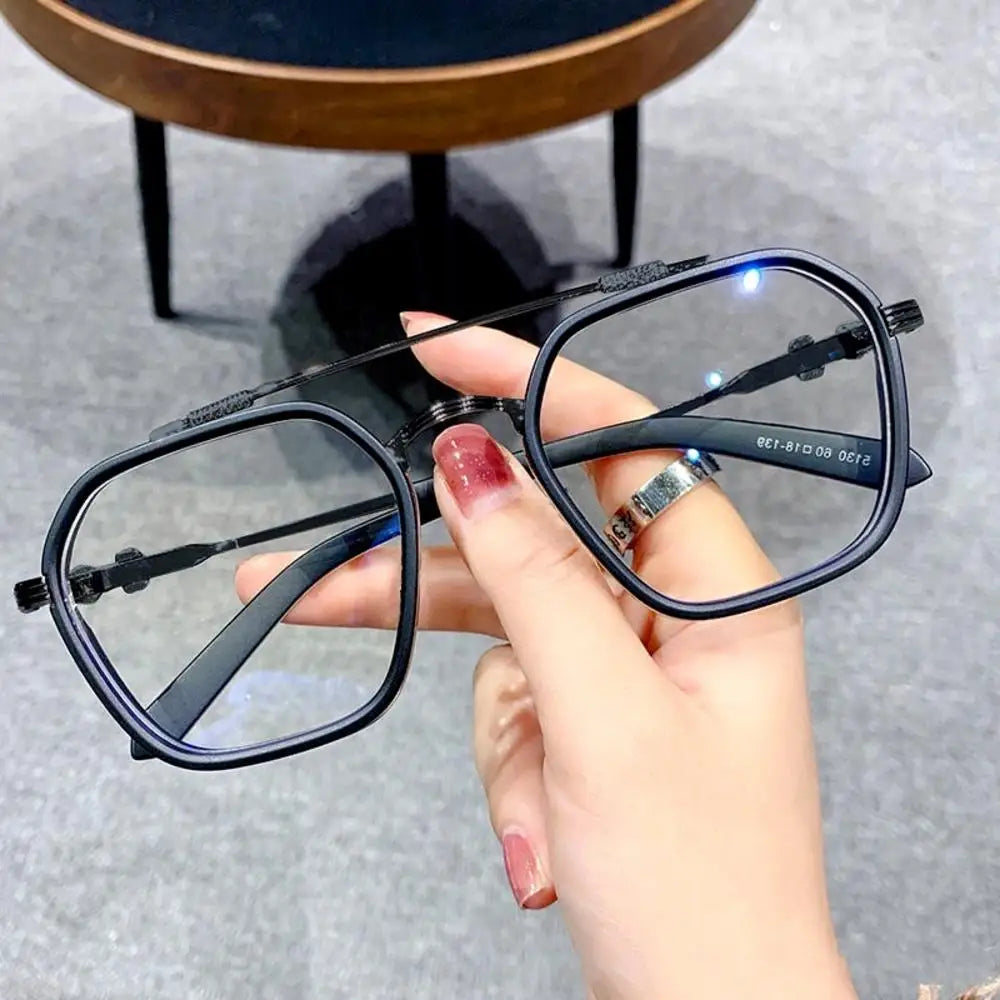 2024 New Fashion Men Sunglasses Oversized Frame Women Anti-blue Light Transparent Glasses UV400 Eyewear Flat Mirror Eyeglass - Tasawoq