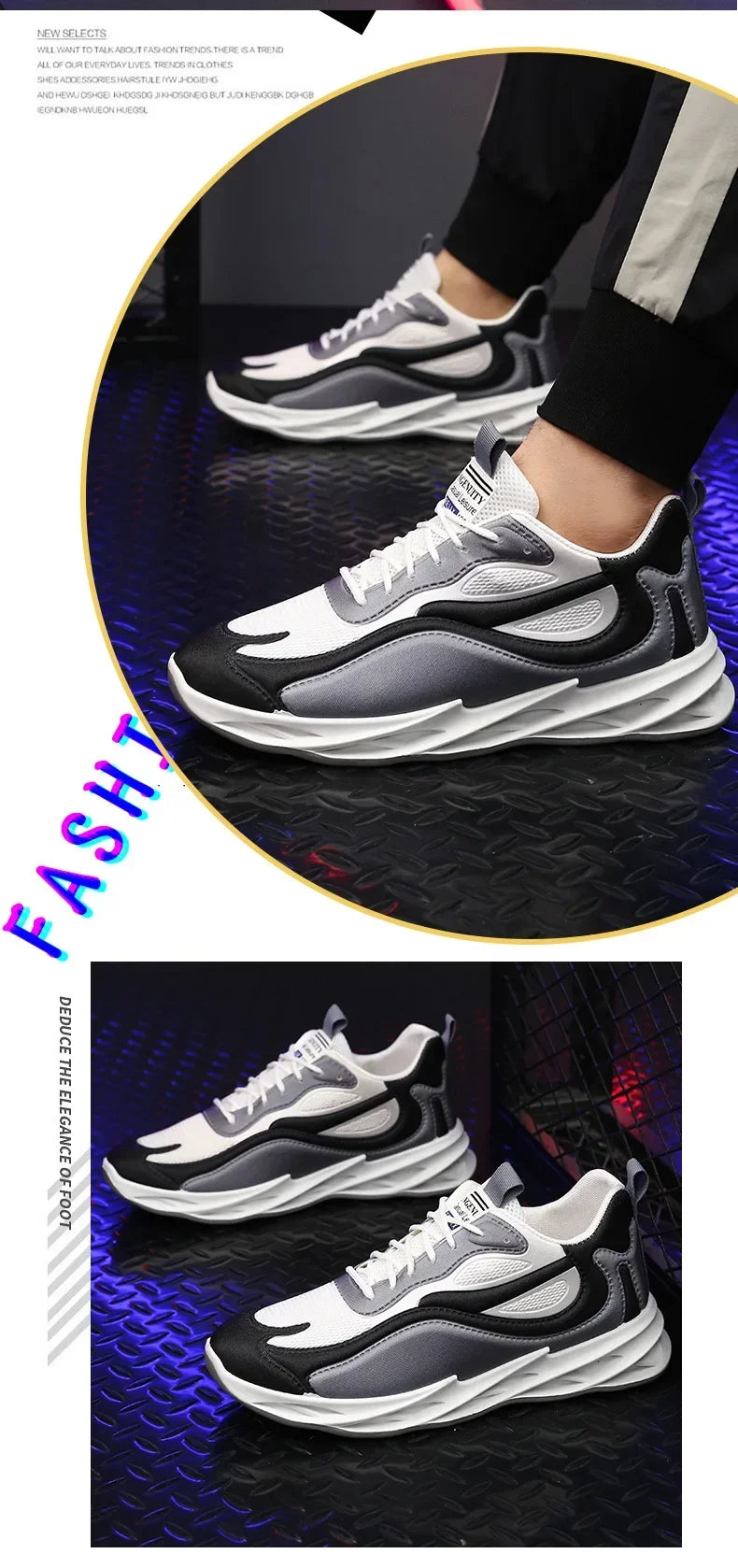 New Trendy Men's Sports Shoes Cushion Running Sneakers Outdoor Leisure Walking Jogging Trainers Soft Sole Breathable Footwear - Tasawoq