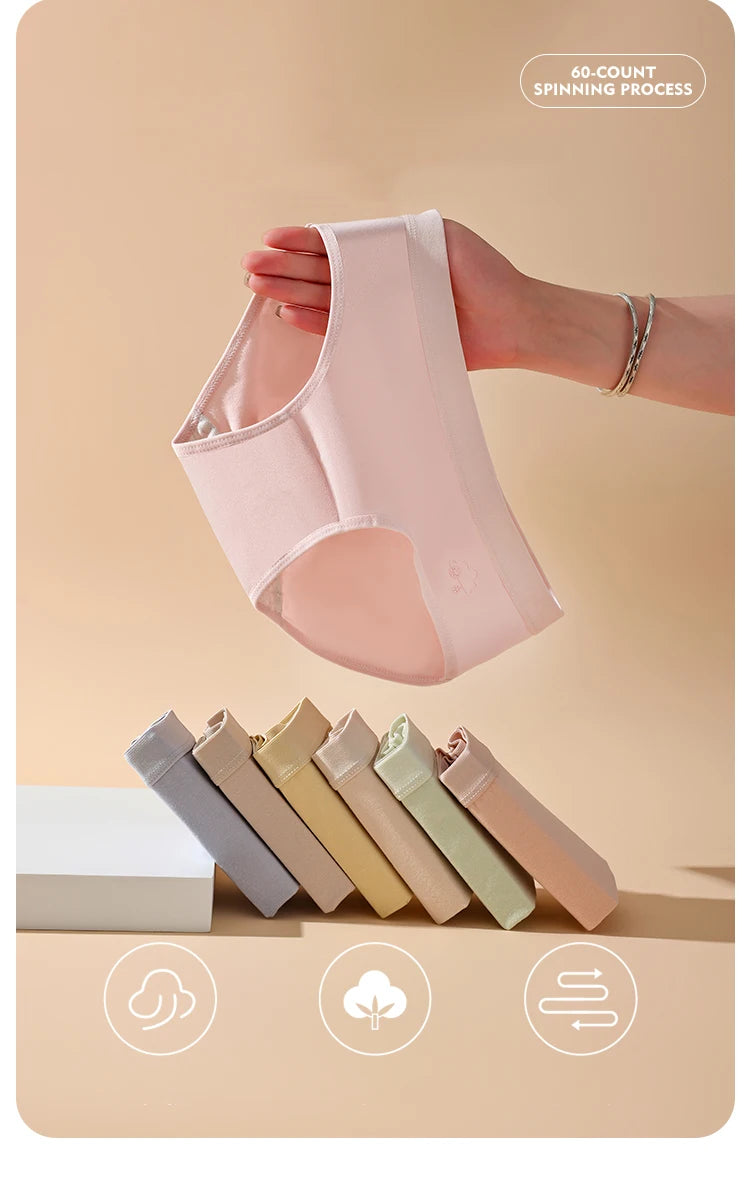 7Pcs Week Pants Cotton Women Panties Breathable Solid Underwear Cute Girls Briefs Soft Underpants Sexy Low Waist Female Lingerie - Tasawoq