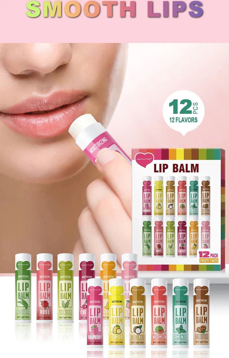 12 PCS/gift lip balm set 5g Deep Moisturizing and long-lasting moisturizing exfoliating to create hydrated lips - Tasawoq