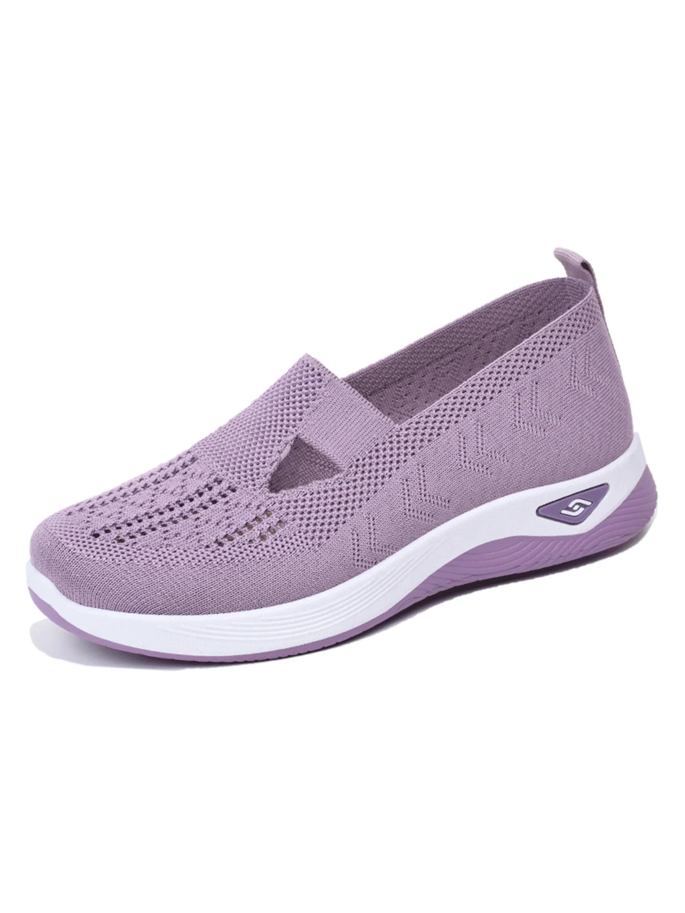 Women's Solid Color Breathable Sneakers, Soft Sole Lightweight Slip On Walking Shoes, Low-top Knitted Casual Shoes - Tasawoq