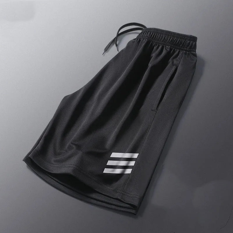 SONECHOKI Running Shorts Men Striped Printing Loose Basketball Sport Gym Breathable Shorts Fitness Training Workout Bottom Male - Tasawoq
