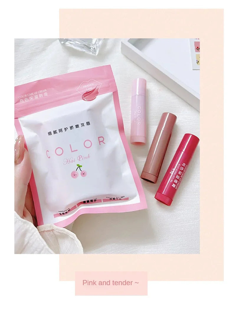 Colored Lip Balm Cute Moisturizing Lip Tint Long Lasting Waterproof Change Color Lipstick for Women Girls Lips Make Up Cosmetics - Tasawoq
