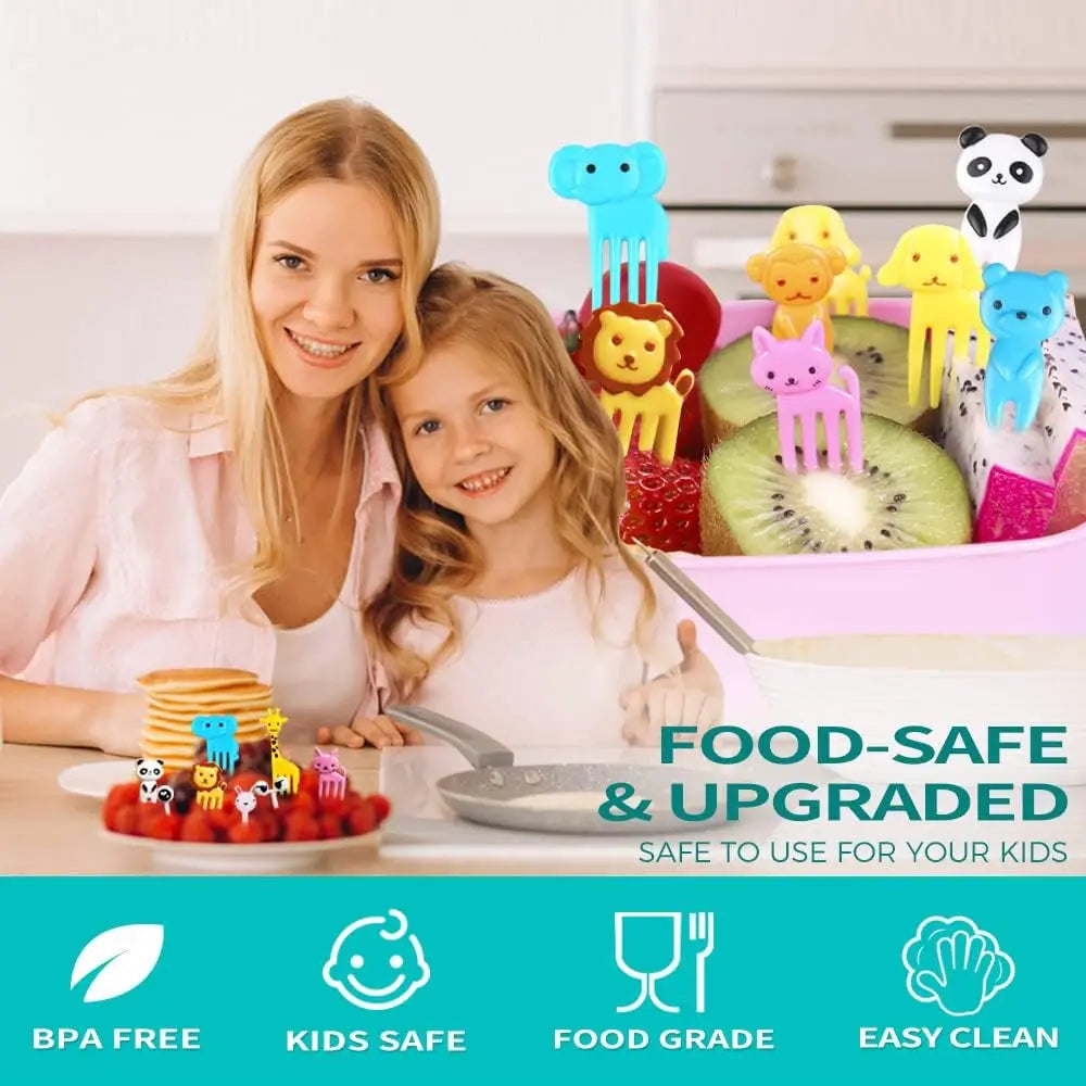 40 pcs Animal Fruit Food Picks, Bento Box Picks, Mini Cartoon Animal Food Toothpicks, Lunch Bento Forks Picks for Kids