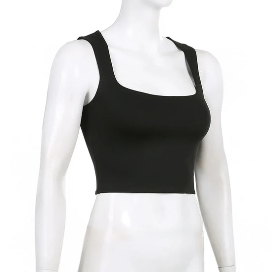 Sleeveless Collar Crop Top Women Tank Tops Casual Y2K Summer 2024 Black T Shirts Sexy - Tasawoq