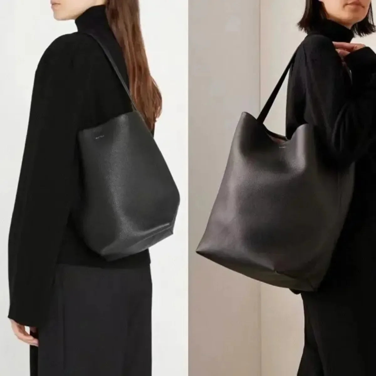 Large Capacity Women Bag Lazy Tote Leather Single Shoulder Bag Genuine Leather Handbag Casual Daypack Waist Pack Bucket Handbag - Tasawoq