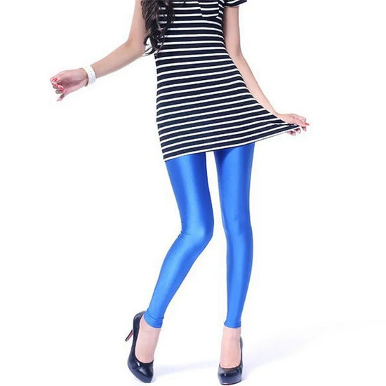New Spring Solid Candy Neon Leggings for Women High Stretched Female Legging Pants Girl Clothing Leggins Plug Size - Tasawoq