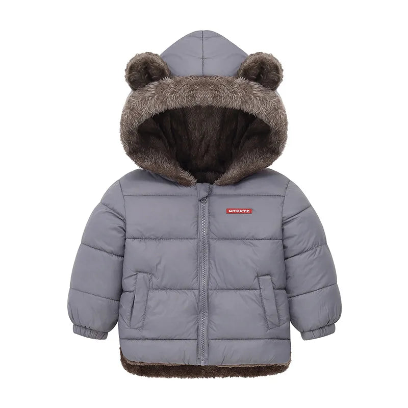 Baby Boys Girls Jacket Hooded Cotton Outerwear Children's Thick Fleece Coat Cashmere Padded Jackets Winter Boys Girls Warm Coats - Tasawoq
