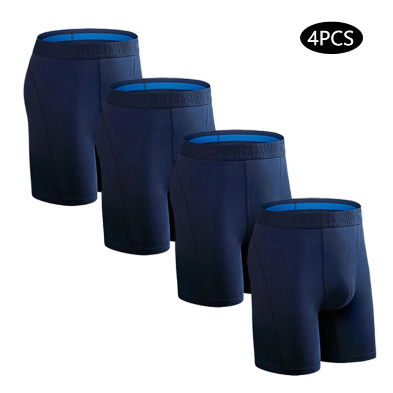 4pcs long boxers for men underwear plus size Men's panties sexy long leg underpants cotton Mens boxer shorts fashion male Trunk - Tasawoq