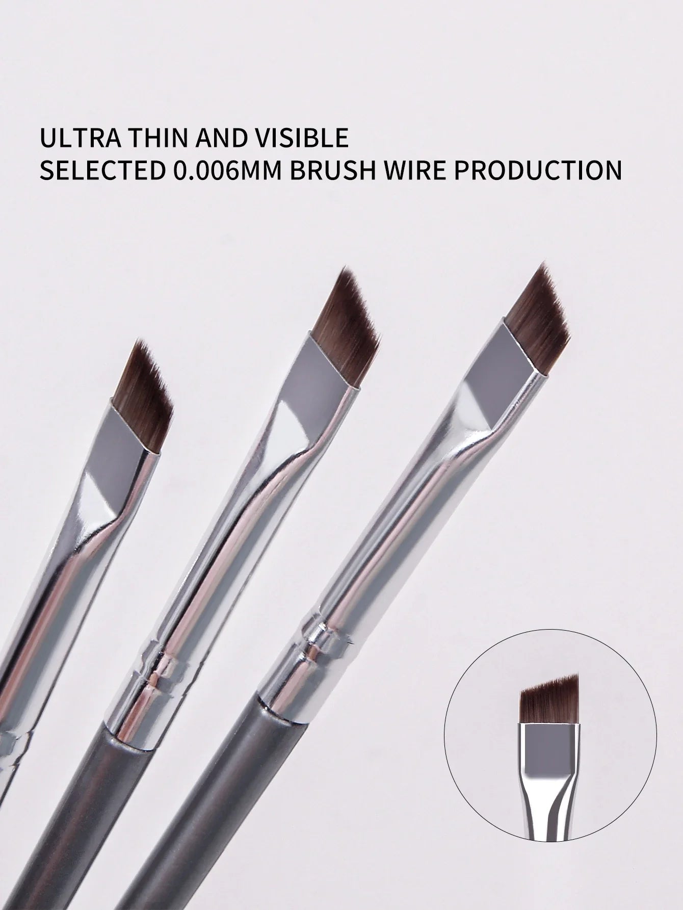 12pcs silvery Super Thin Blade Eyeliner Brush & Soft Makeup Brush Set, Portable Eyebrow Brush & Multipurpose Cosmetic Tool - Tasawoq