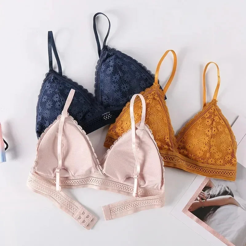 Sexy Floral Lace Bra Top For Women Push Up Female Lingerie breathable Bralette Removable Pad Thin Fashion New Wireless Bras - Tasawoq