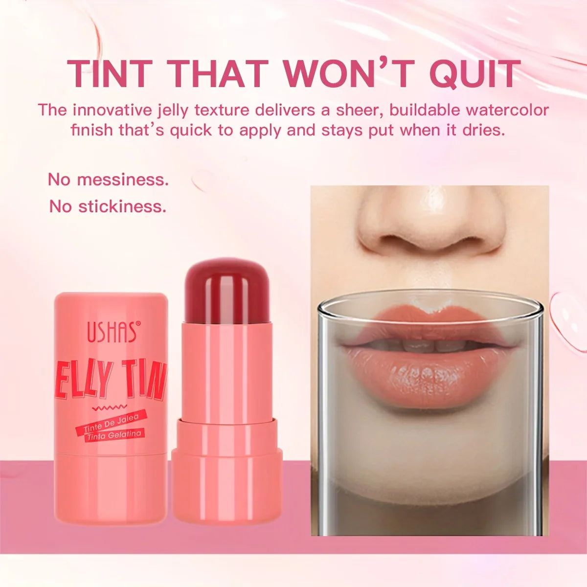 4 Colors Jelly Blush Stick Lip Balm Eyeshadow 3-in-1 Multi-Use Matte Blush Moisturize Brighten Lip Gloss - Tasawoq