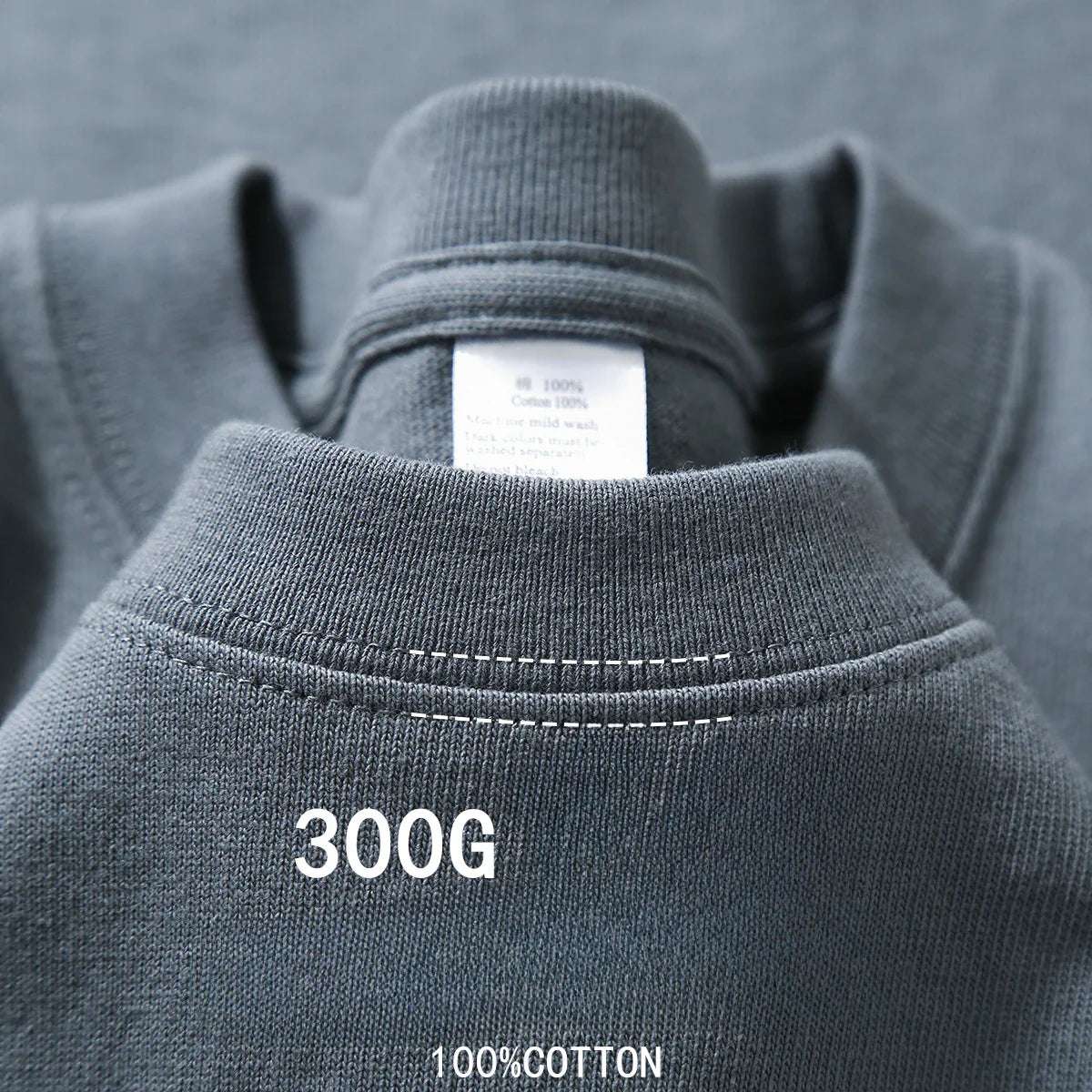 Beige 300g Heavyweight Cotton Short Sleeved T-shirt Summer Round Neck Loose and Base Shirt for Men Women Basic Tee - Tasawoq