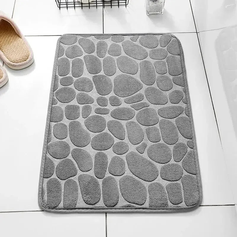 1pc embossed fiber carpet, bathroom living room anti slip mat, pebble floor mat, household items - Tasawoq