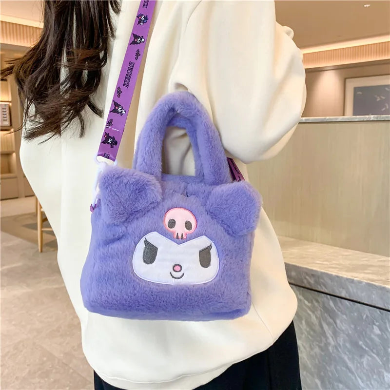 Sanrio Bag Kawaii Kuromi Cinnamoroll My Melody Cartoon Anime Plush Handbag Cosmetic Bag Travel Storage Bag Women Girl Gifts - Tasawoq
